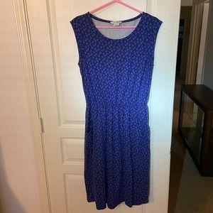 Boden Cap Sleeve Knee-Length Scoop-Neck Gathered Waist Dress with Pockets